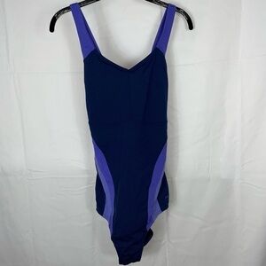 Speedo Swim Suit One Piece Built Bra Soft Cup Splice Open Cross Back Swimsuit